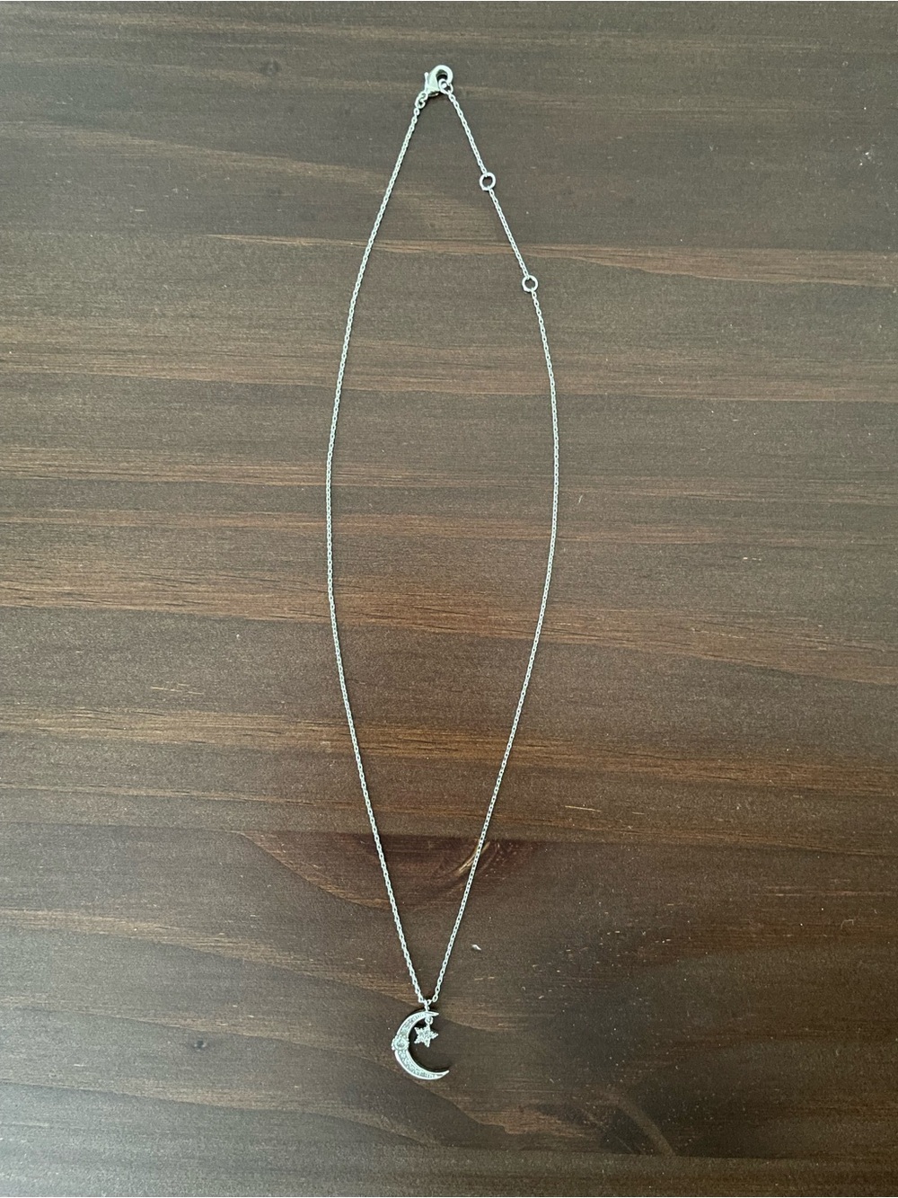Silver Moon & Star Pendant Necklace - Picture 3 of 4